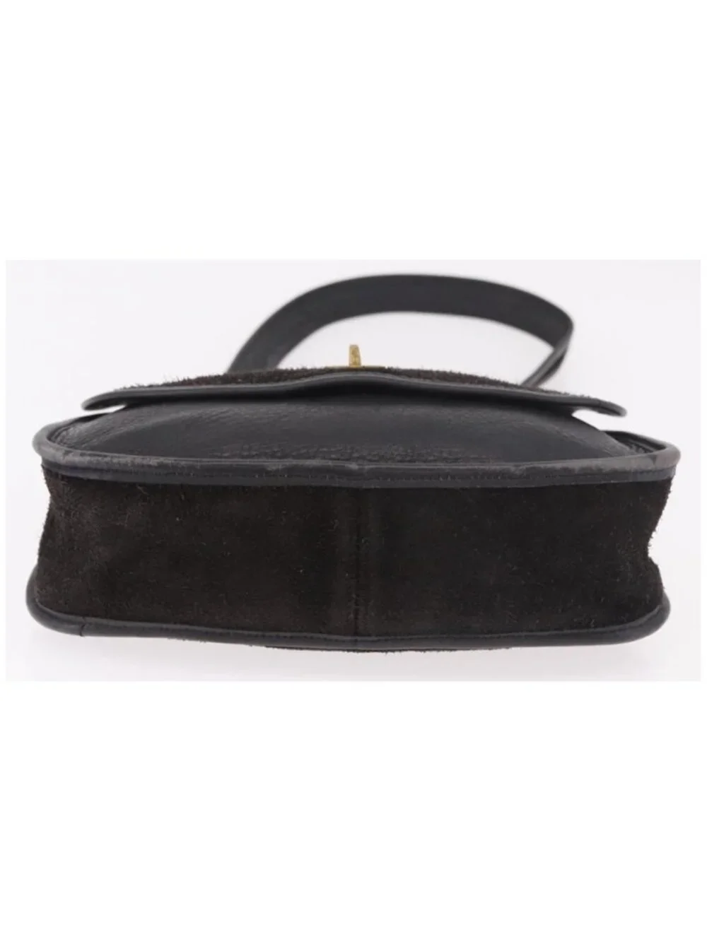 Authentic Coach Shoulder Bag Suede Black Gold